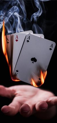 Burning playing cards iPhone wallpaper